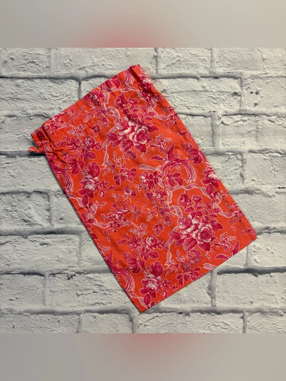 Vera Bradley “Hope Toile” orange/pink floral print drawstring travel bag